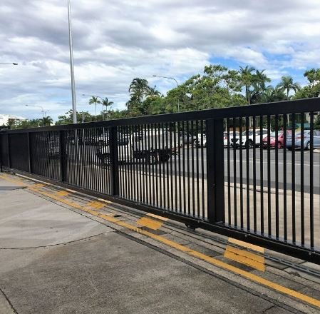 This is a heavy-duty industrial sliding gate, often featured by suppliers like Nice Australia for large access points