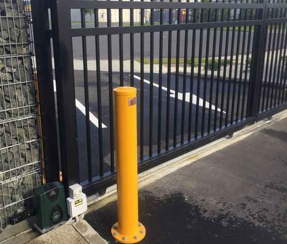 commercial-grade black sliding gate