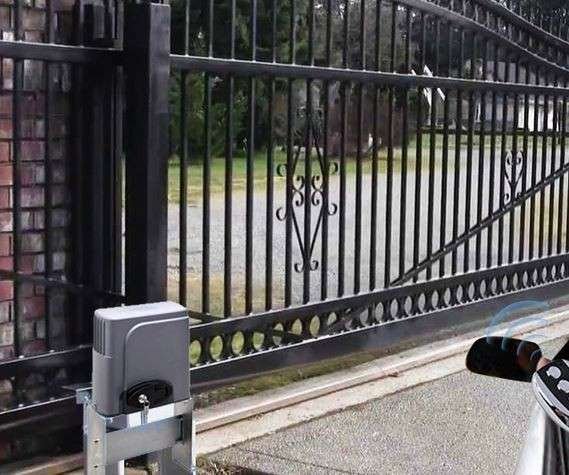 This is an automatic sliding gate operator designed for convenient entrance security